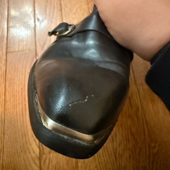 Durango Black Leather Slouch Boots Womens 6.5 M Western Wear Silver Tips buckle - Picture 5 of 16